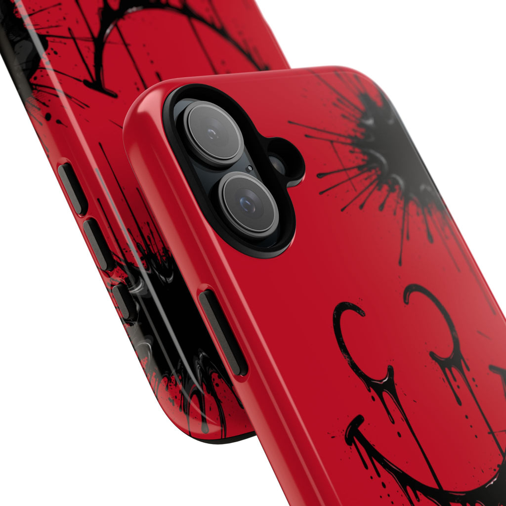 Protective Phone Case — Red Drip Smile Splatter Design