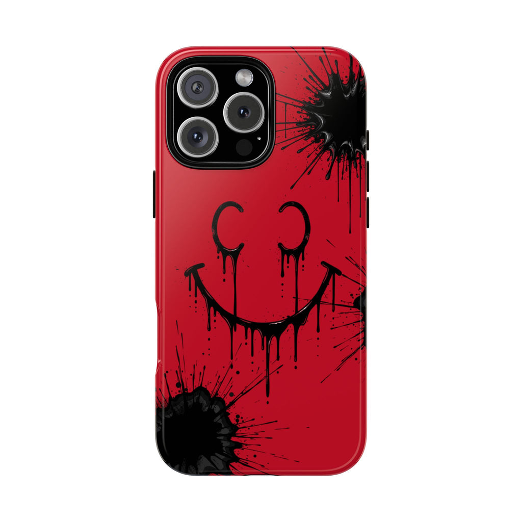 Protective Phone Case — Red Drip Smile Splatter Design