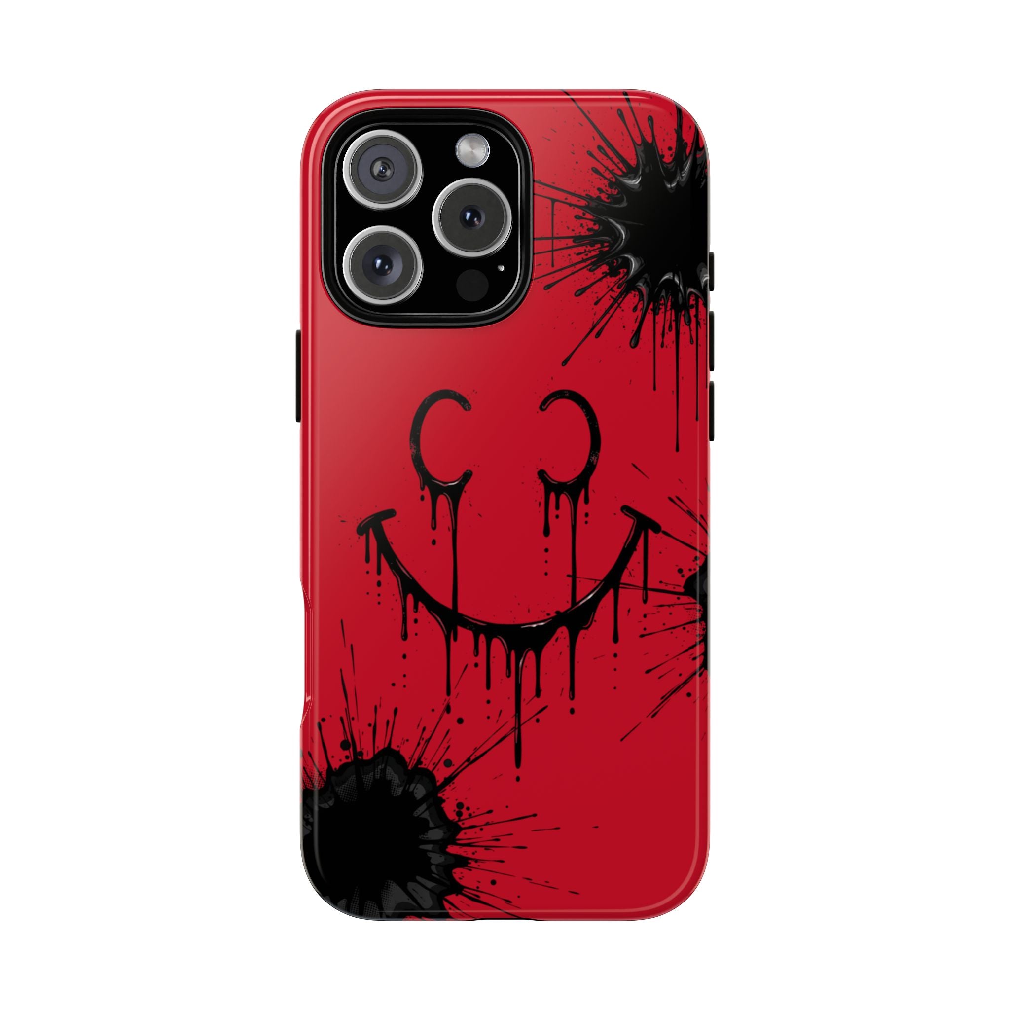 Protective Phone Case — Red Drip Smile Splatter Design