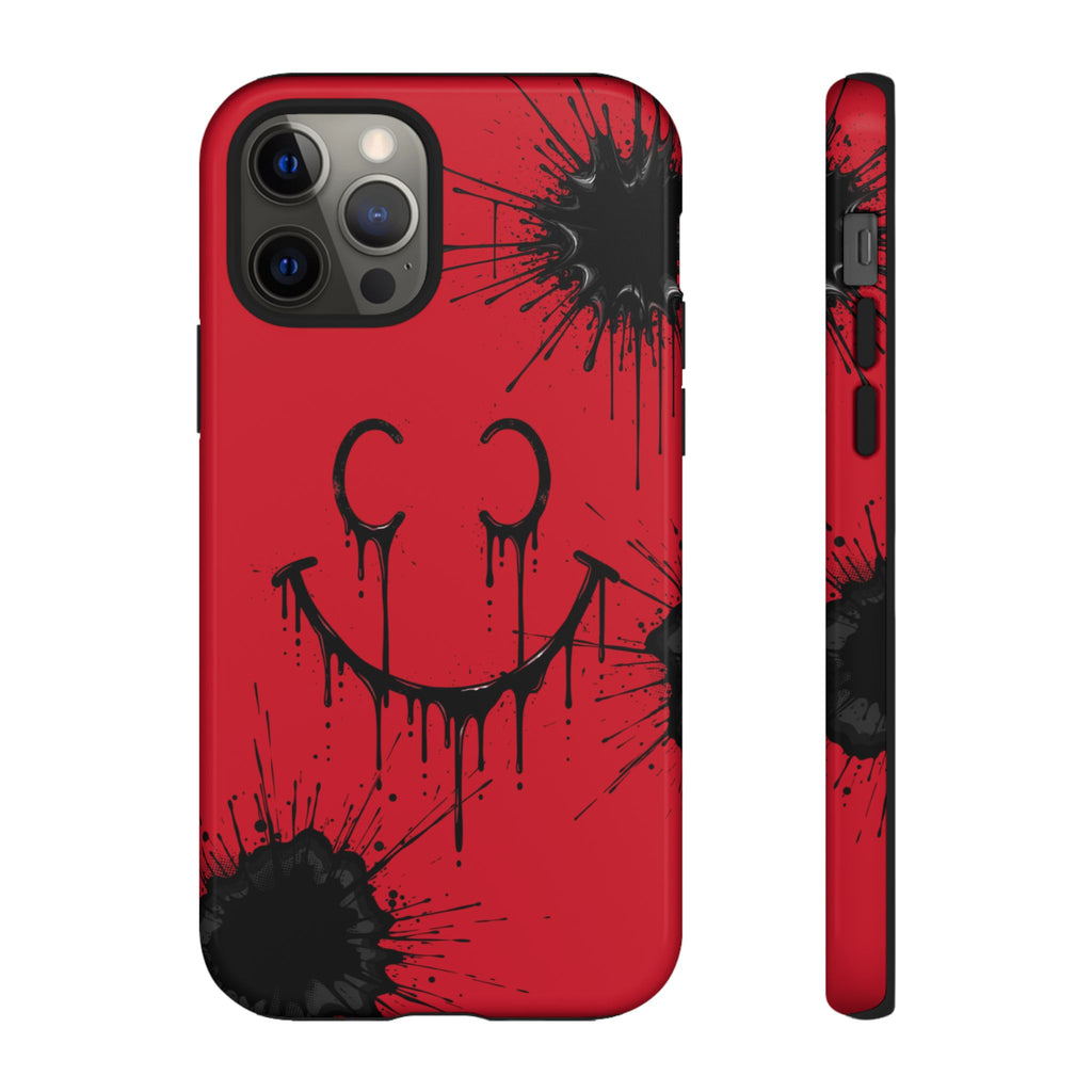 Protective Phone Case — Red Drip Smile Splatter Design