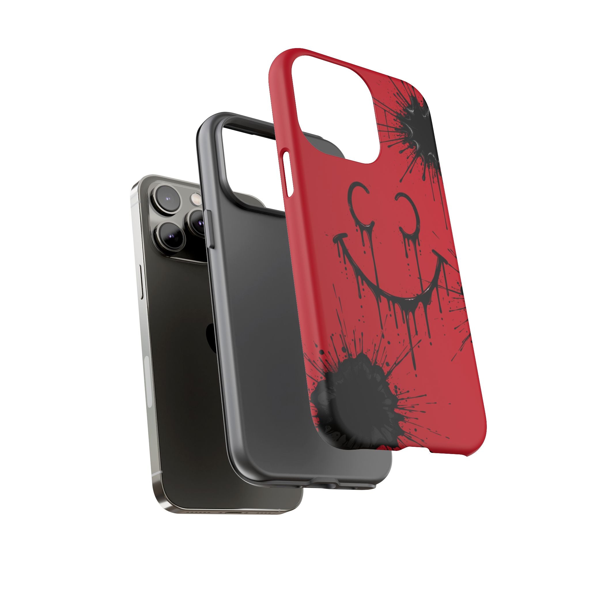 Protective Phone Case — Red Drip Smile Splatter Design