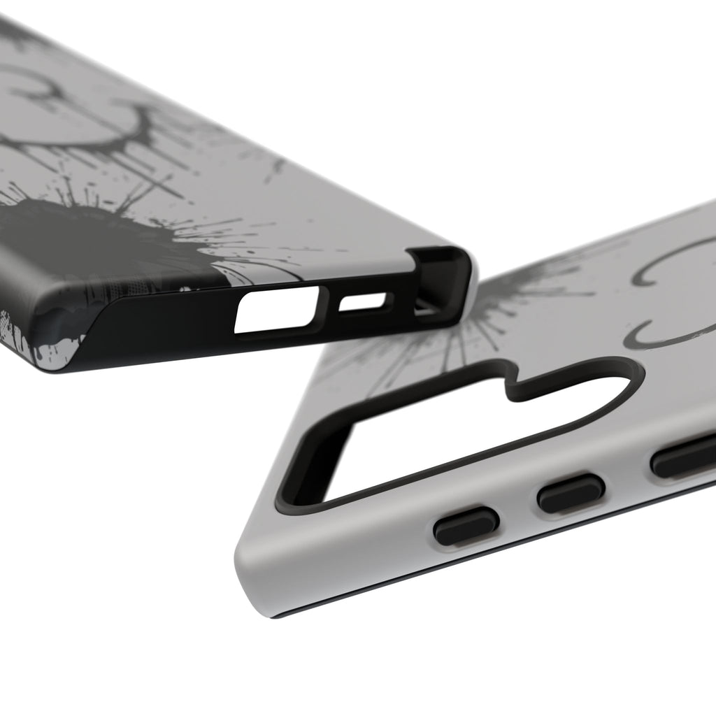 Protective Phone Case — Gray Drip Smile Splatter Design