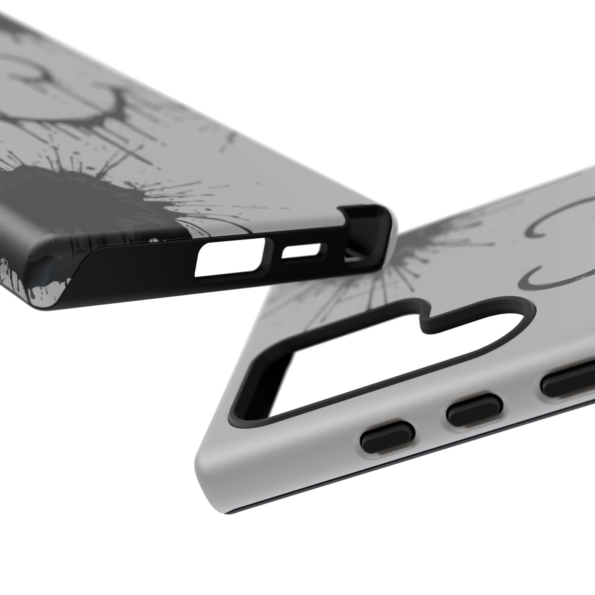 Protective Phone Case — Gray Drip Smile Splatter Design