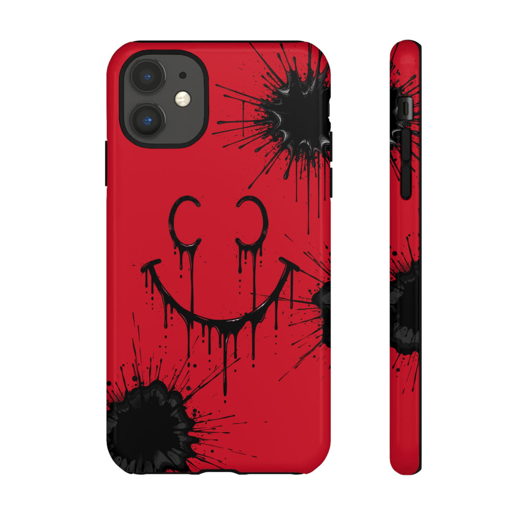 Protective Phone Case — Red Drip Smile Splatter Design