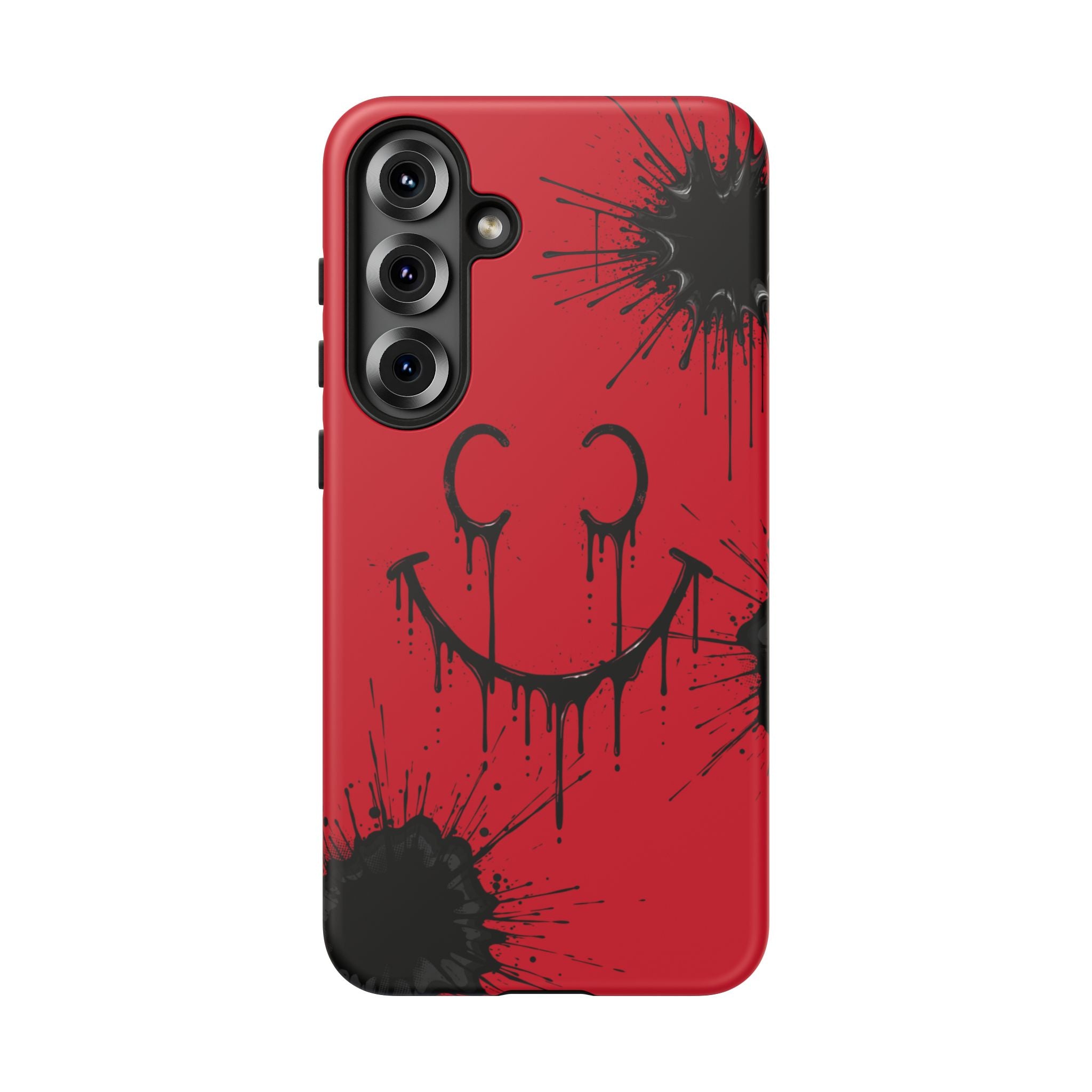 Protective Phone Case — Red Drip Smile Splatter Design