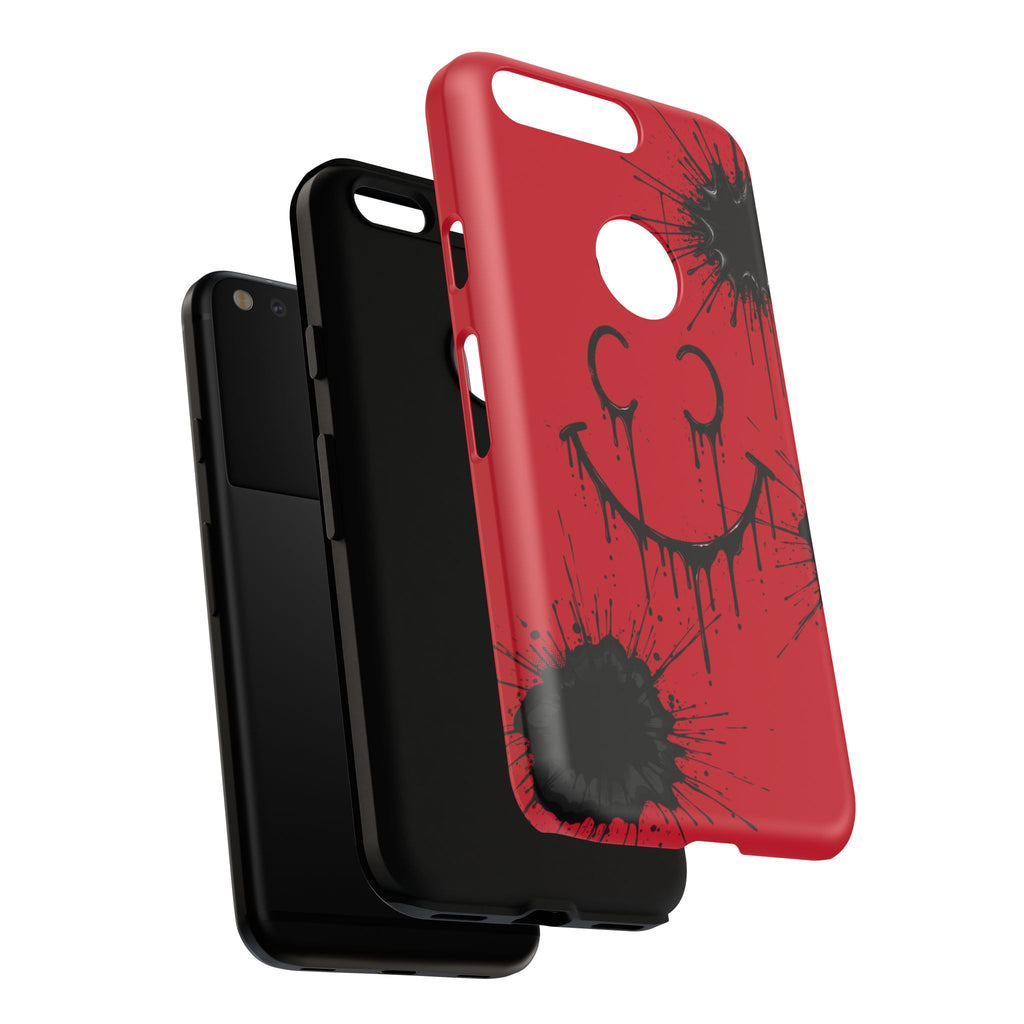 Protective Phone Case — Red Drip Smile Splatter Design