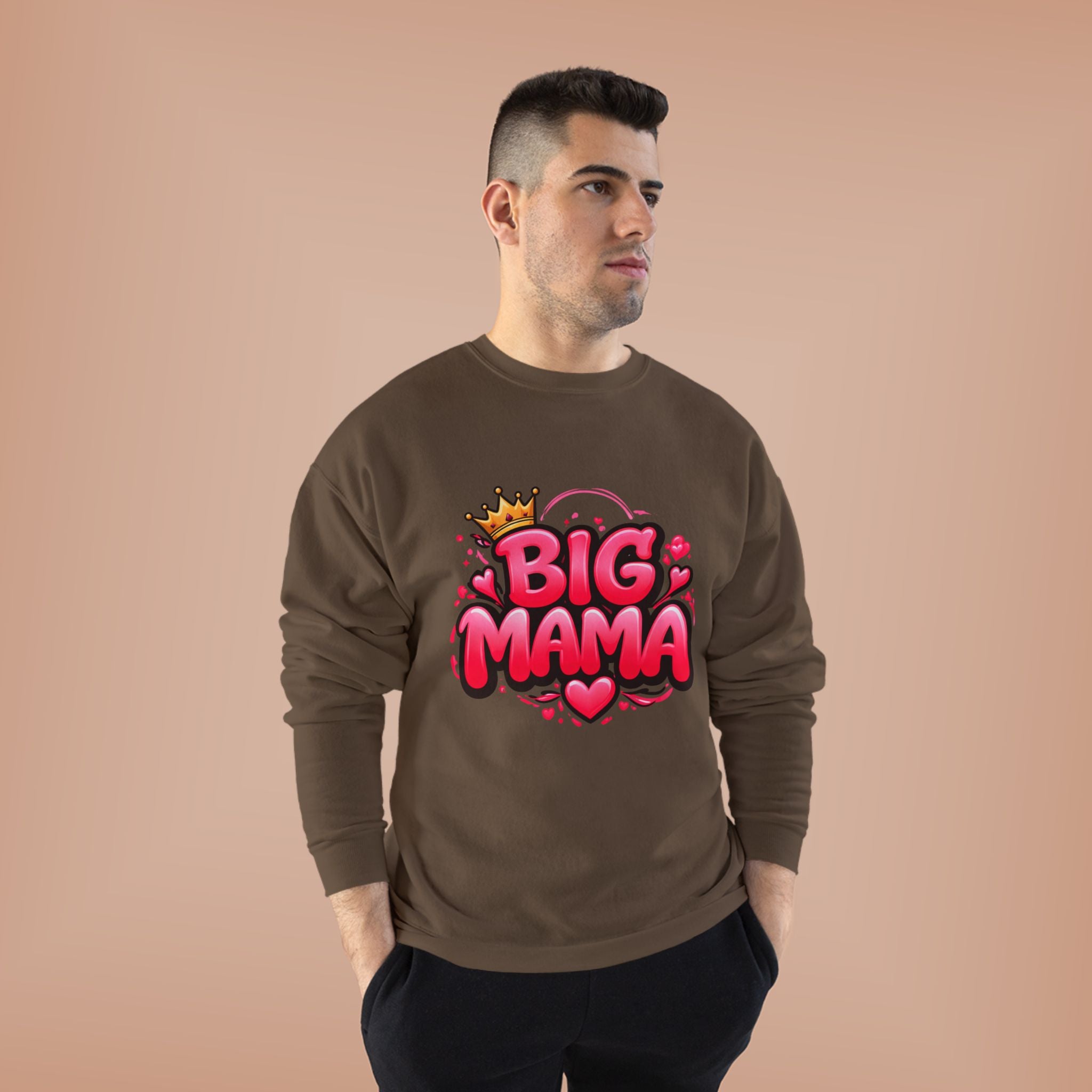 Big Mama Crewneck Sweatshirt — Pink Crown Graphic Mom Gift