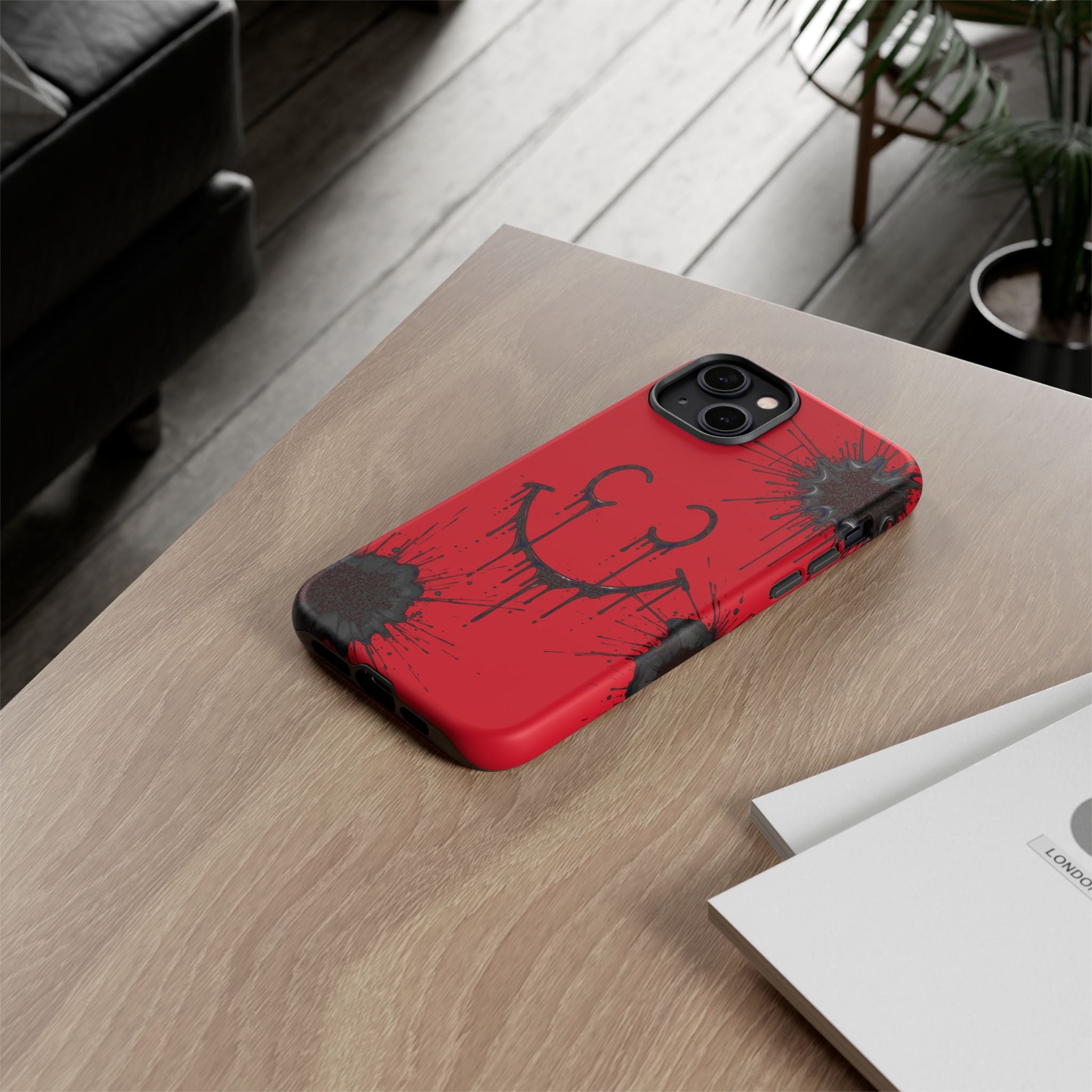 Protective Phone Case — Red Drip Smile Splatter Design