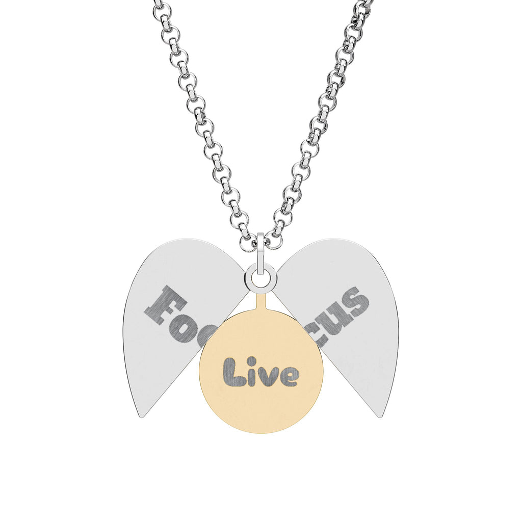 Engraved Hidden Message Heart Necklace — "Focus" Reveal Locket (Customizable)