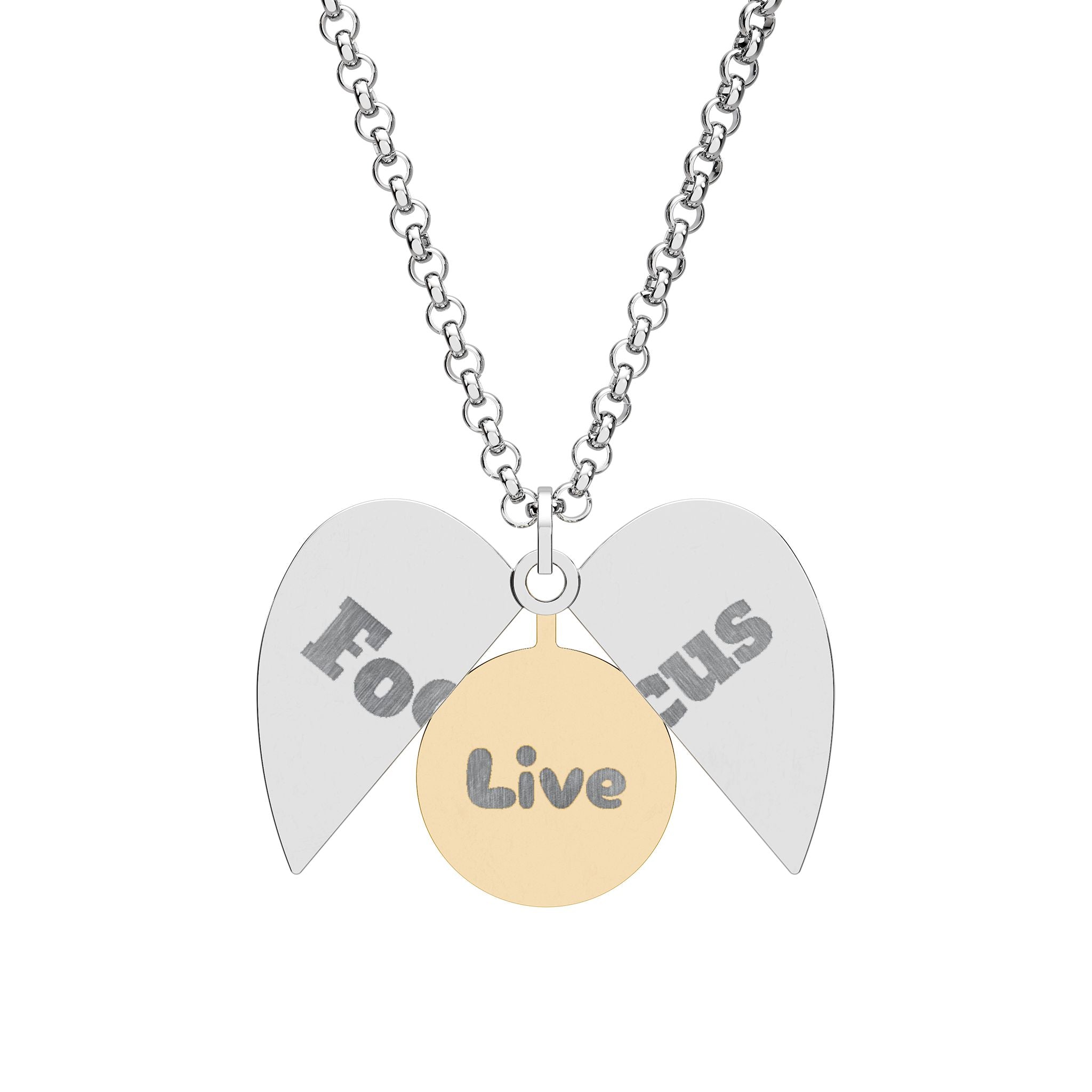 Engraved Hidden Message Heart Necklace — "Focus" Reveal Locket (Customizable)
