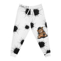 Ink Splatter Teddy Joggers — Grunge Athletic Sweatpants with Smiley Detail