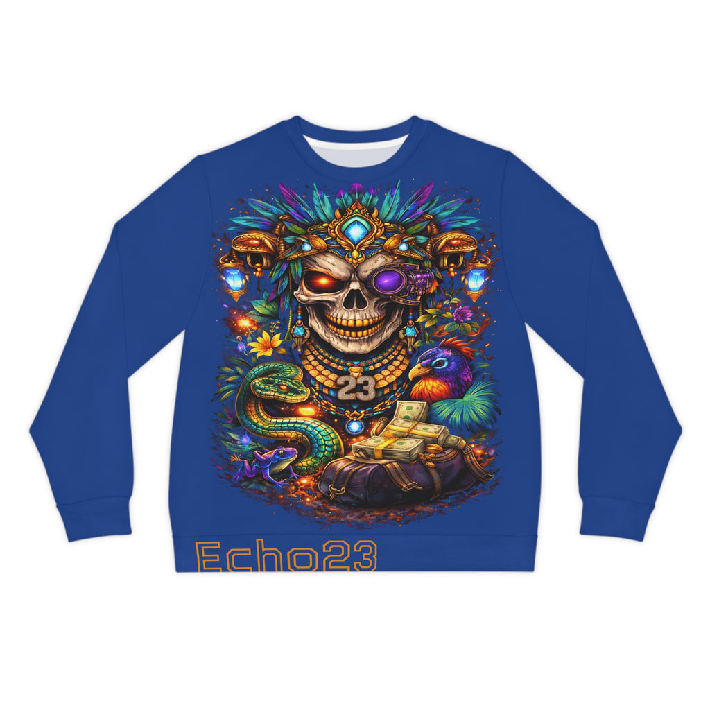 Skull & Serpent Lightweight Sweatshirt — Vibrant Day of the Dead Style