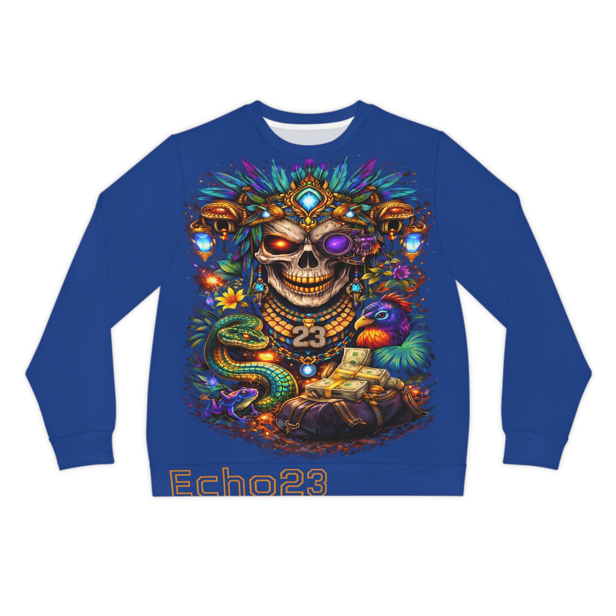 Skull & Serpent Lightweight Sweatshirt — Vibrant Day of the Dead Style