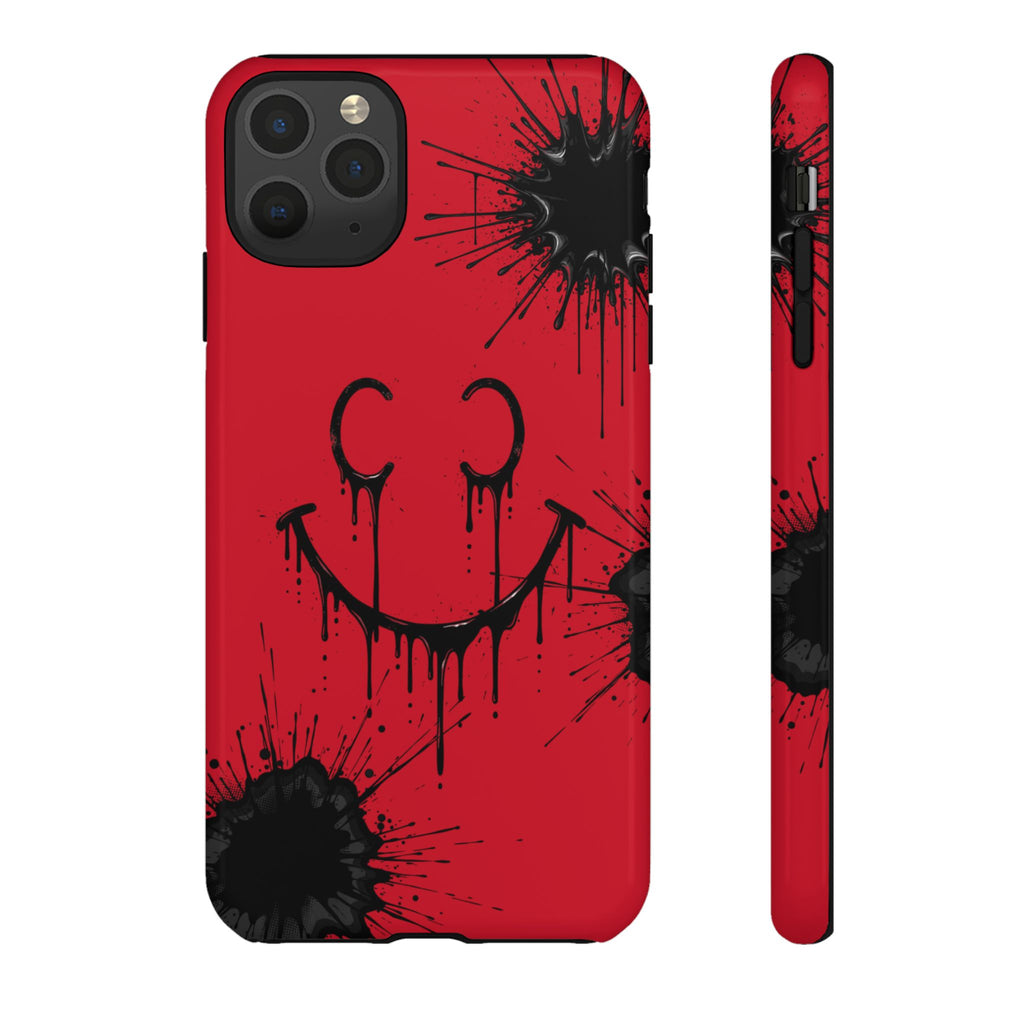 Protective Phone Case — Red Drip Smile Splatter Design