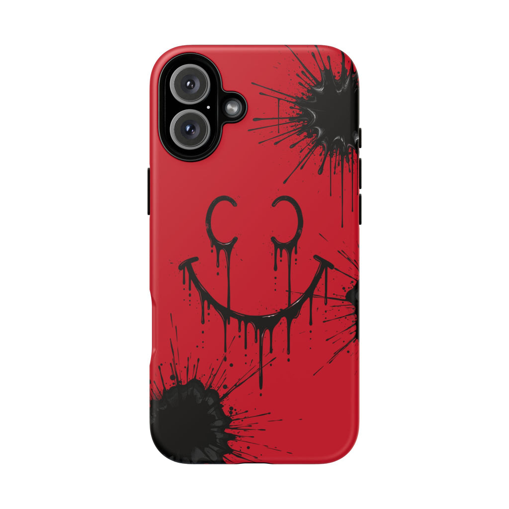 Protective Phone Case — Red Drip Smile Splatter Design