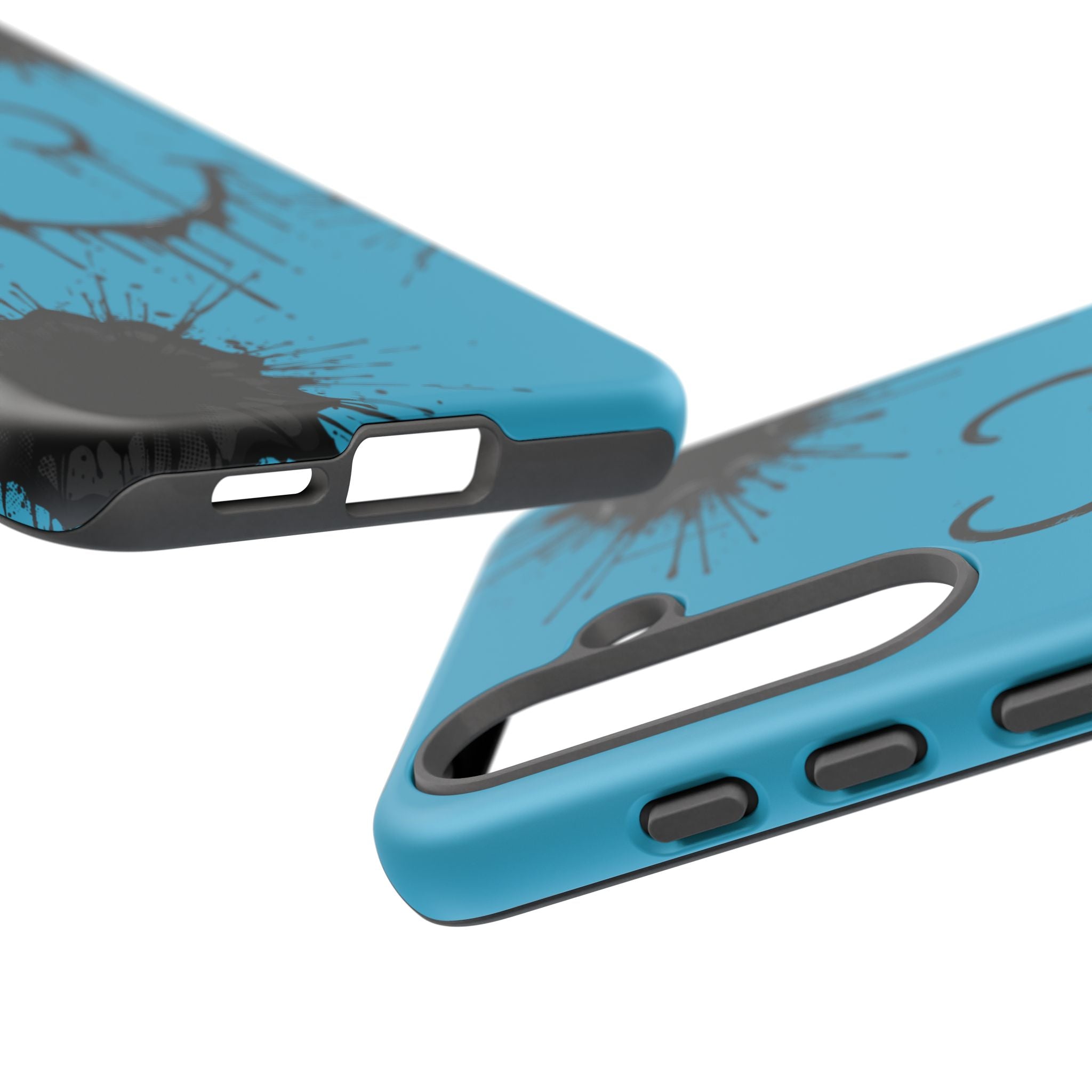 Protective Phone Case — Blue Drip Smile Splatter Design