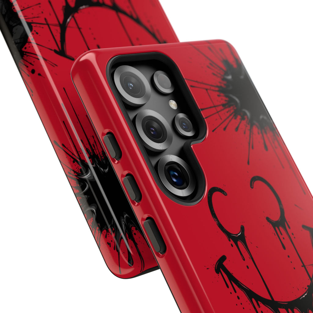 Protective Phone Case — Red Drip Smile Splatter Design