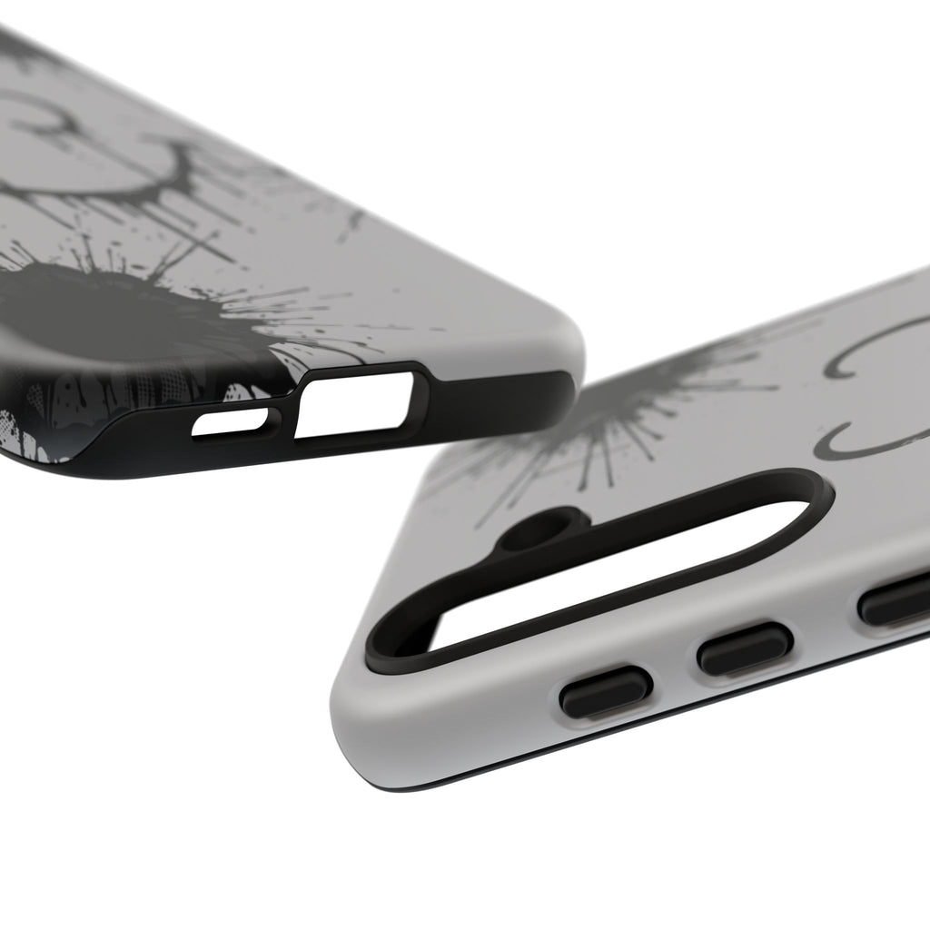 Protective Phone Case — Gray Drip Smile Splatter Design