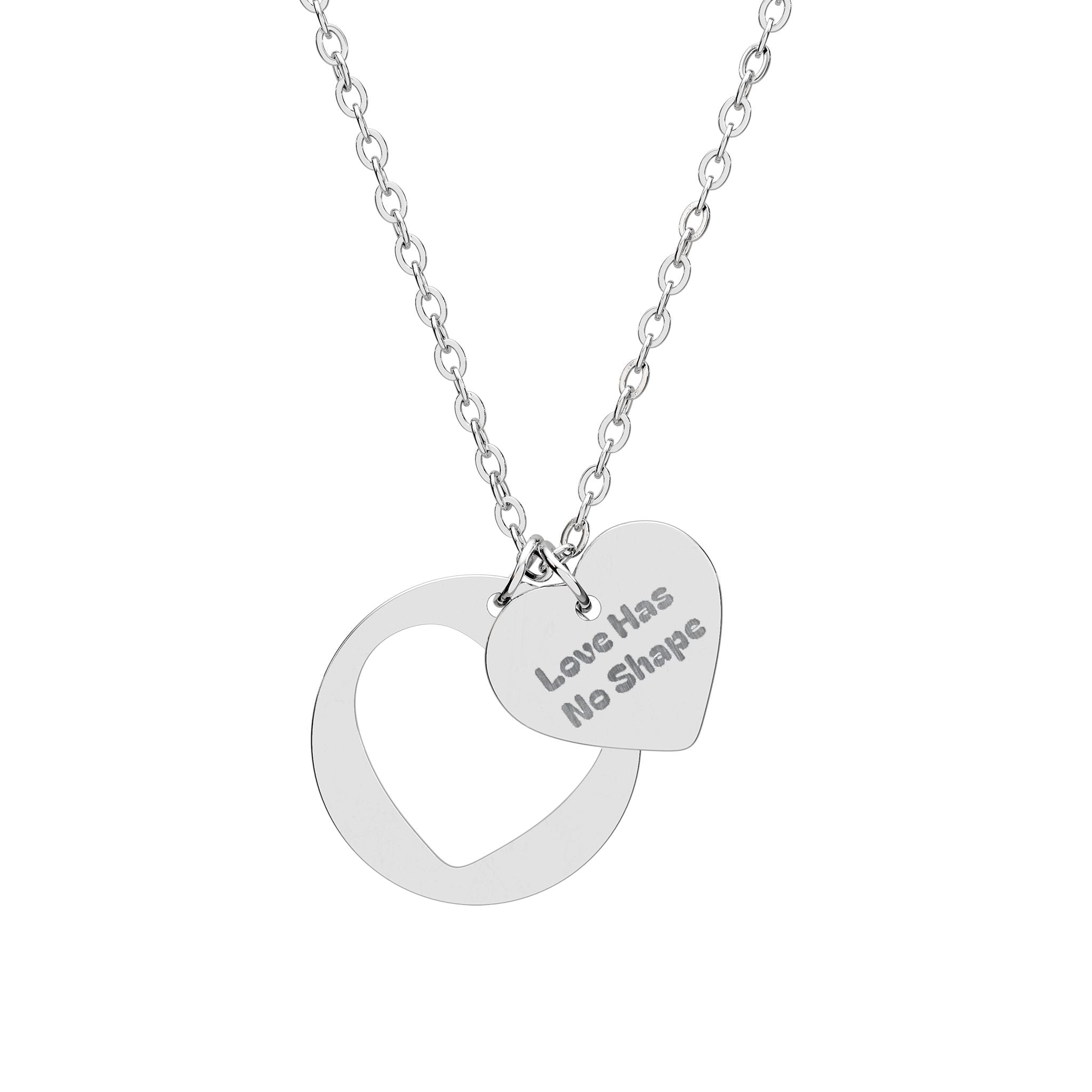 Engravable Heart Cutout Necklace – Personalized Love Message Pendant (Sterling/Rose Gold)