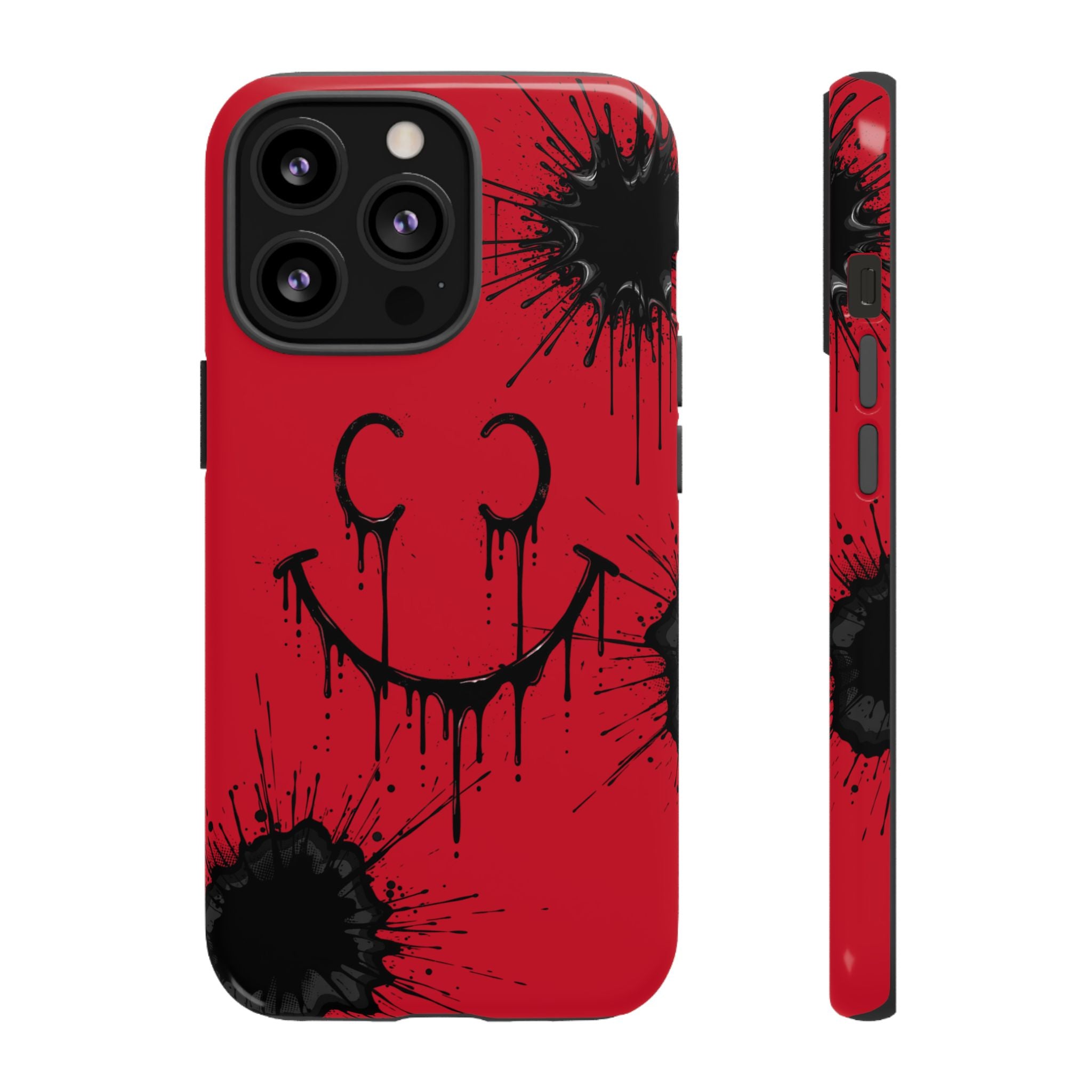 Protective Phone Case — Red Drip Smile Splatter Design