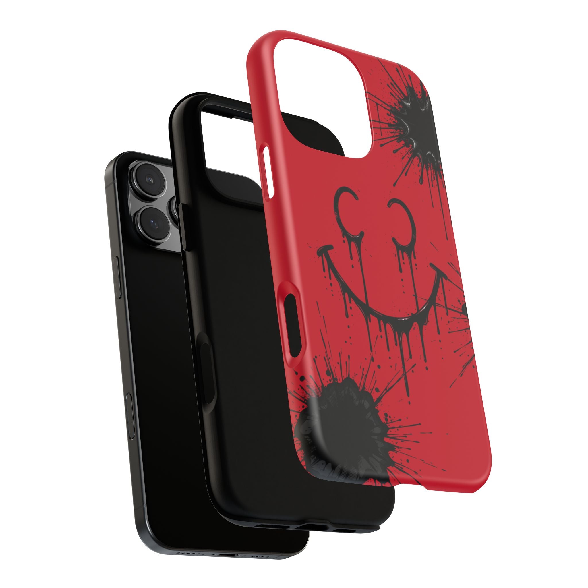 Protective Phone Case — Red Drip Smile Splatter Design
