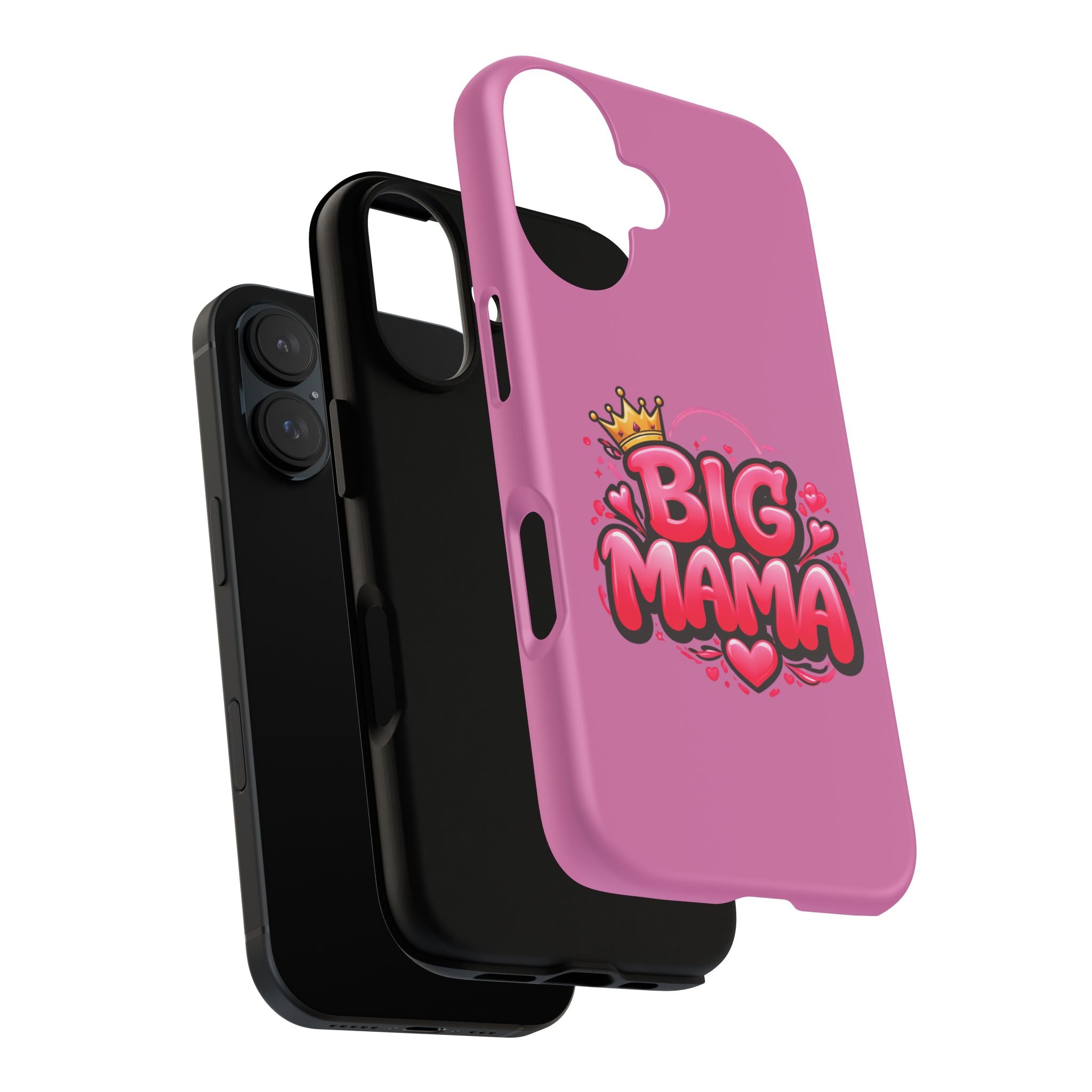 Big Mama Pink Phone Case — Cute Crowned Heart Graphic Tough Case