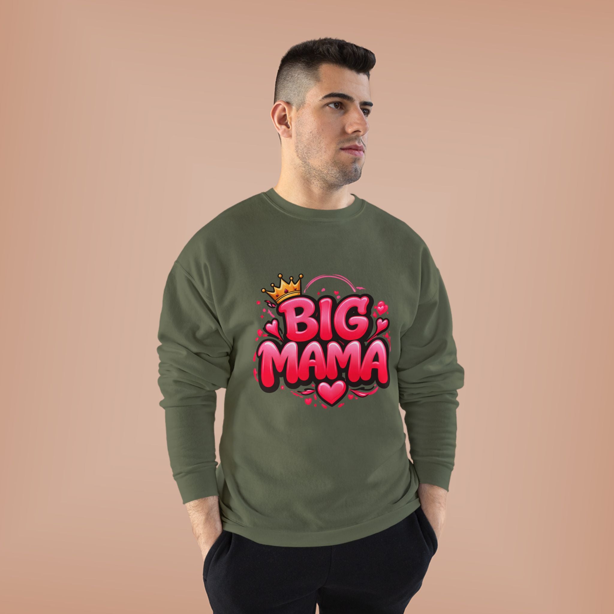 Big Mama Crewneck Sweatshirt — Pink Crown Graphic Mom Gift