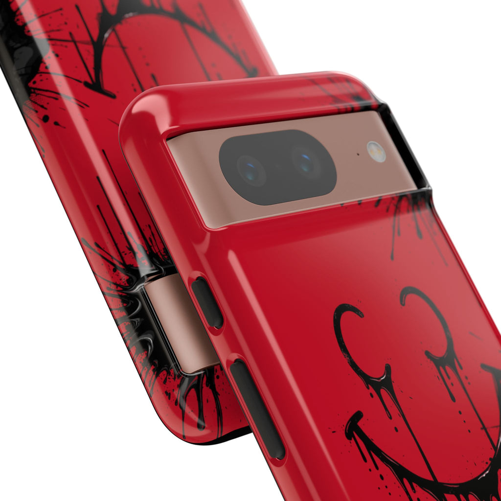 Protective Phone Case — Red Drip Smile Splatter Design
