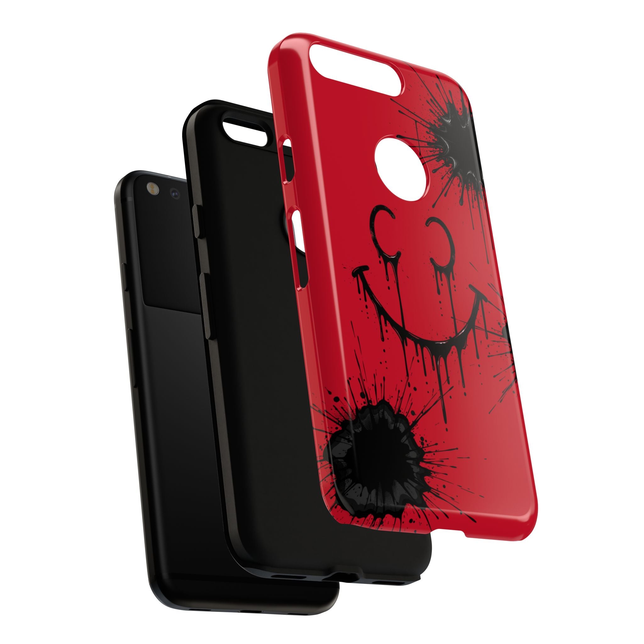 Protective Phone Case — Red Drip Smile Splatter Design