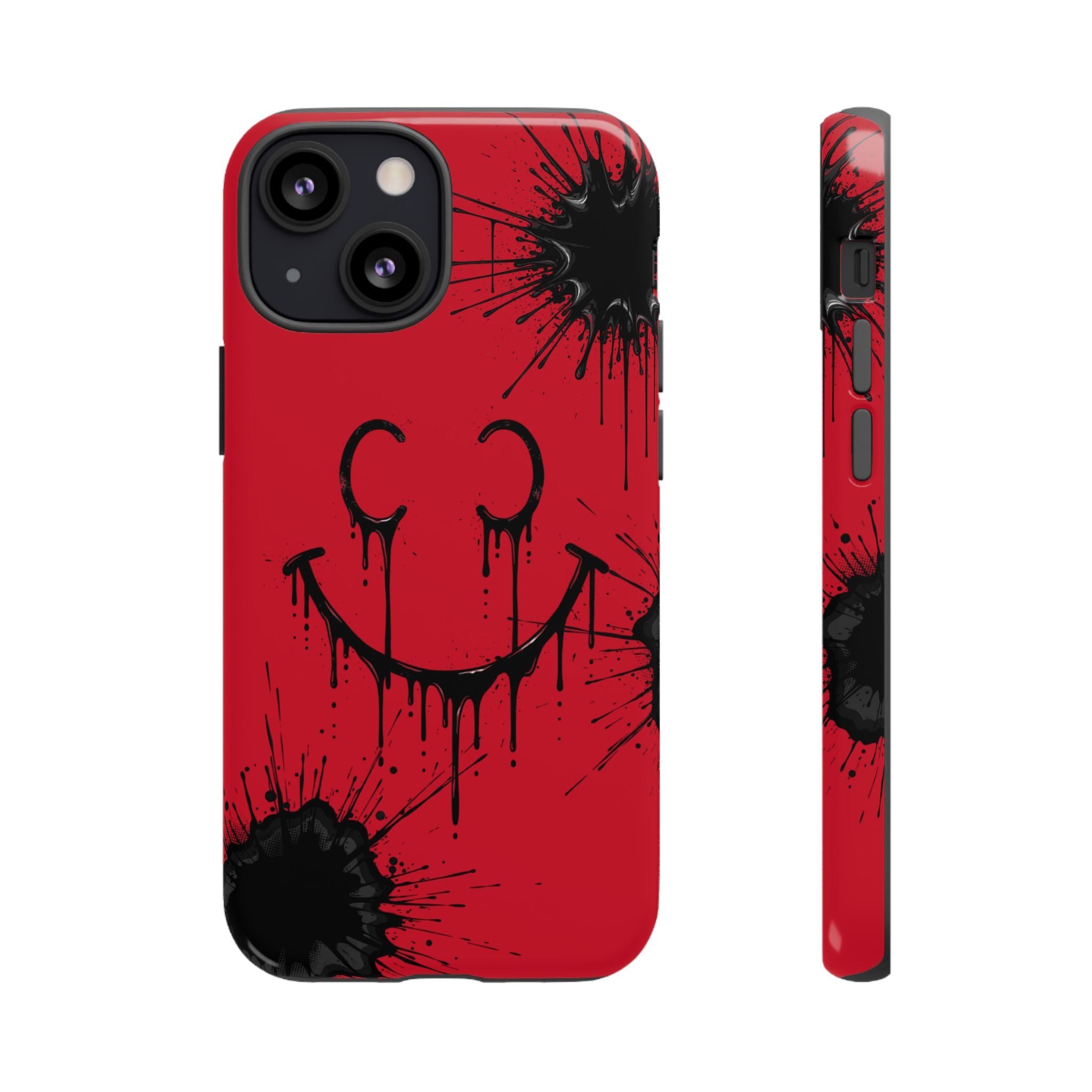 Protective Phone Case — Red Drip Smile Splatter Design
