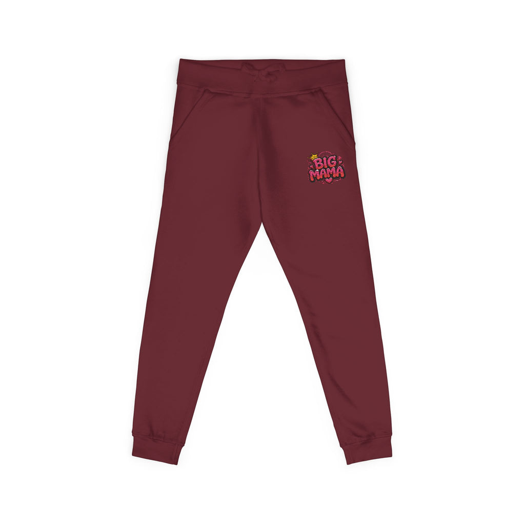 Embroidered “BigMama” Pink Fleece Sweatpants — Cute Floral Mascot Accent
