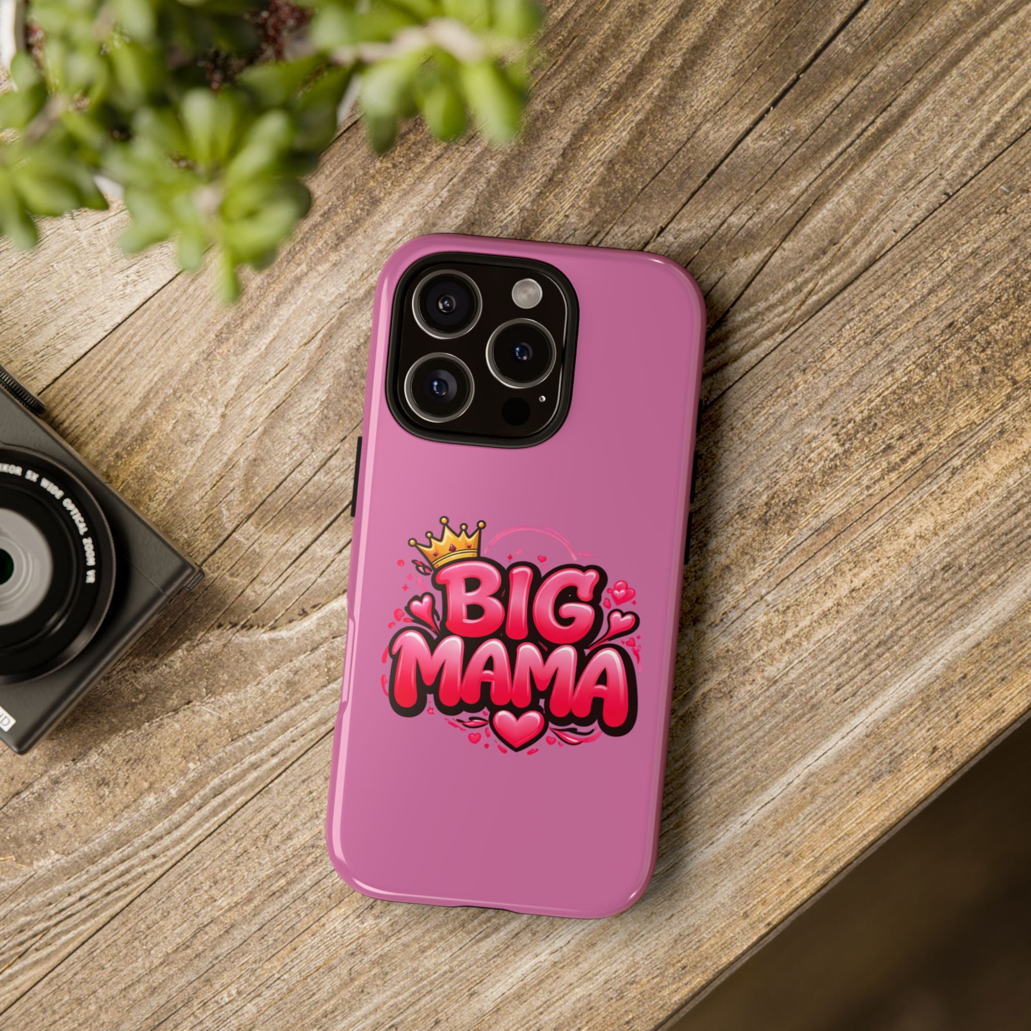 Big Mama Pink Phone Case — Cute Crowned Heart Graphic Tough Case
