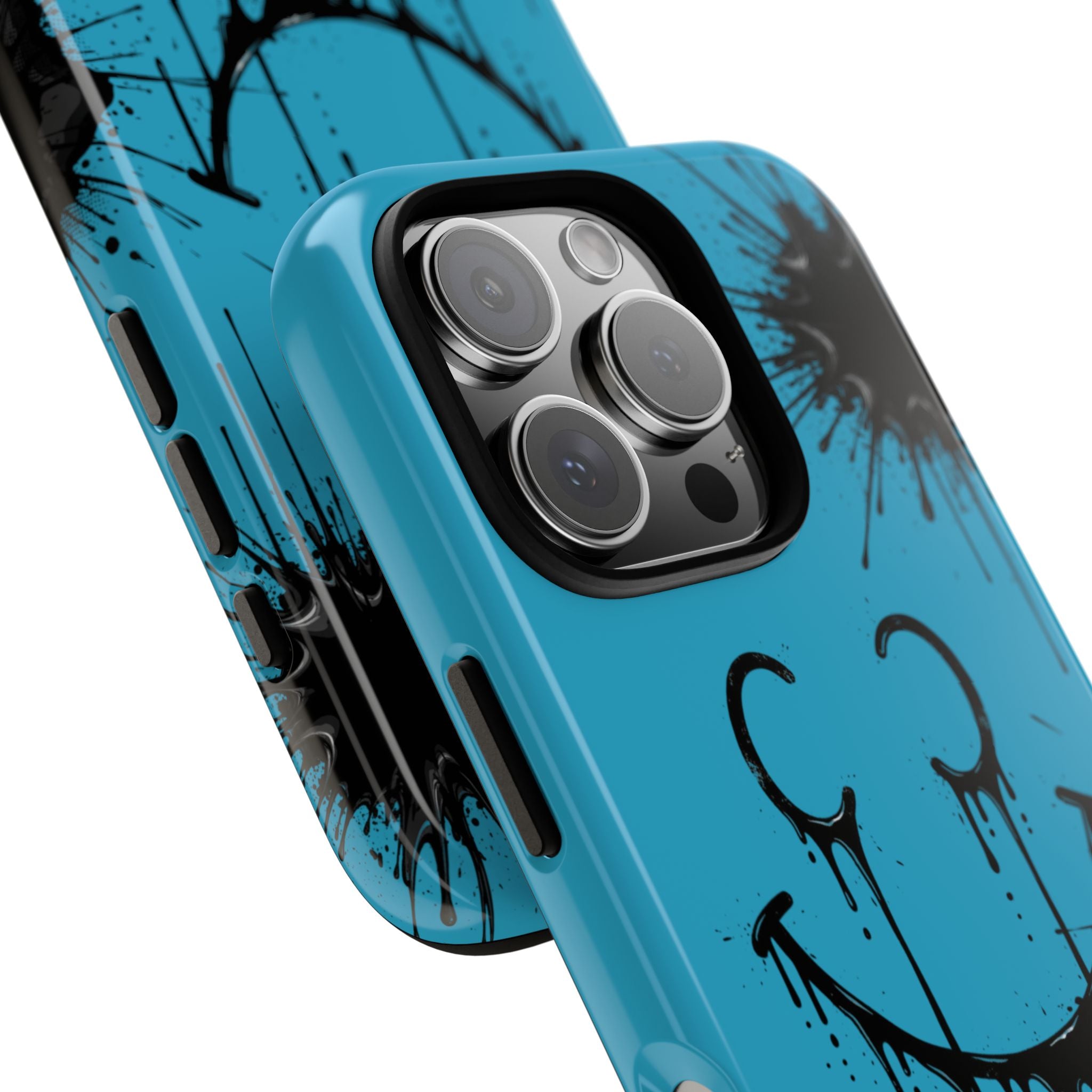 Protective Phone Case — Blue Drip Smile Splatter Design
