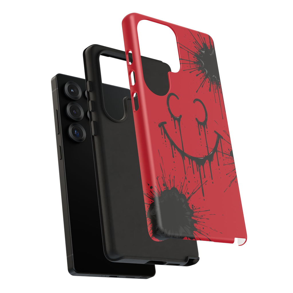 Protective Phone Case — Red Drip Smile Splatter Design