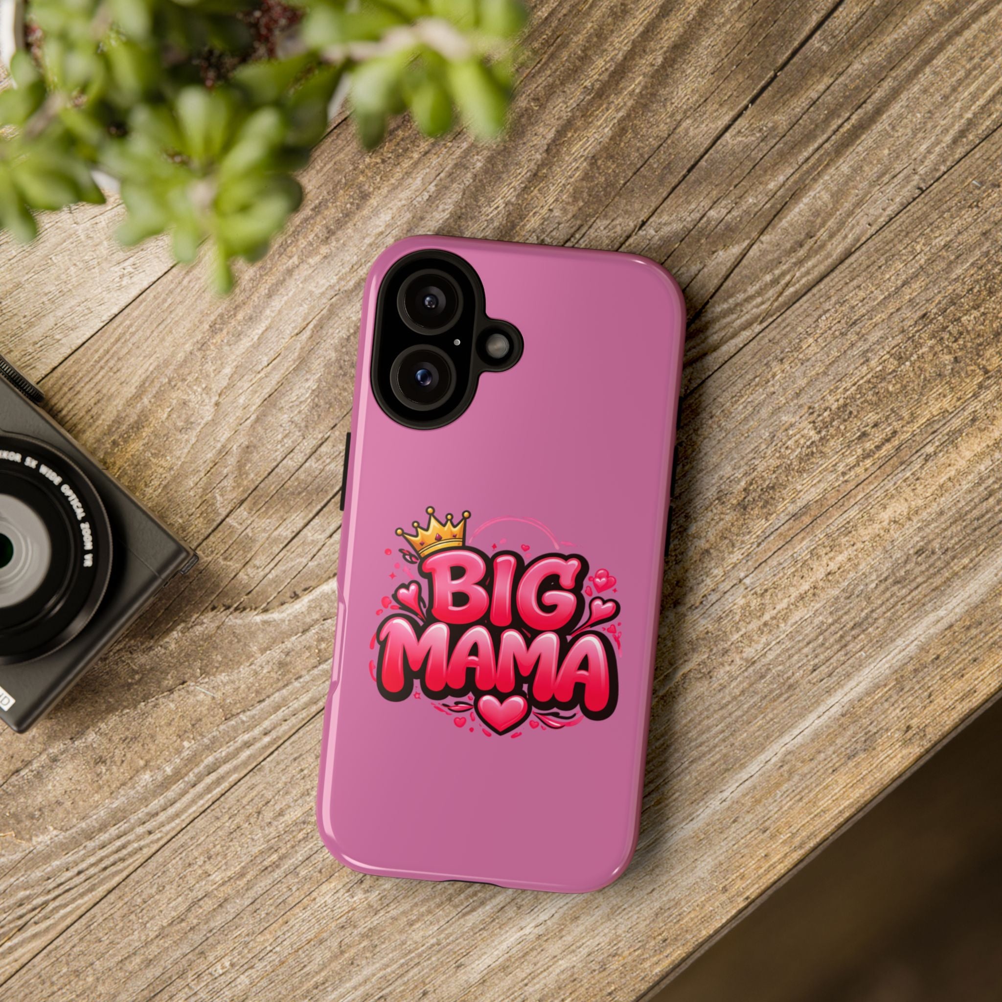 Big Mama Pink Phone Case — Cute Crowned Heart Graphic Tough Case