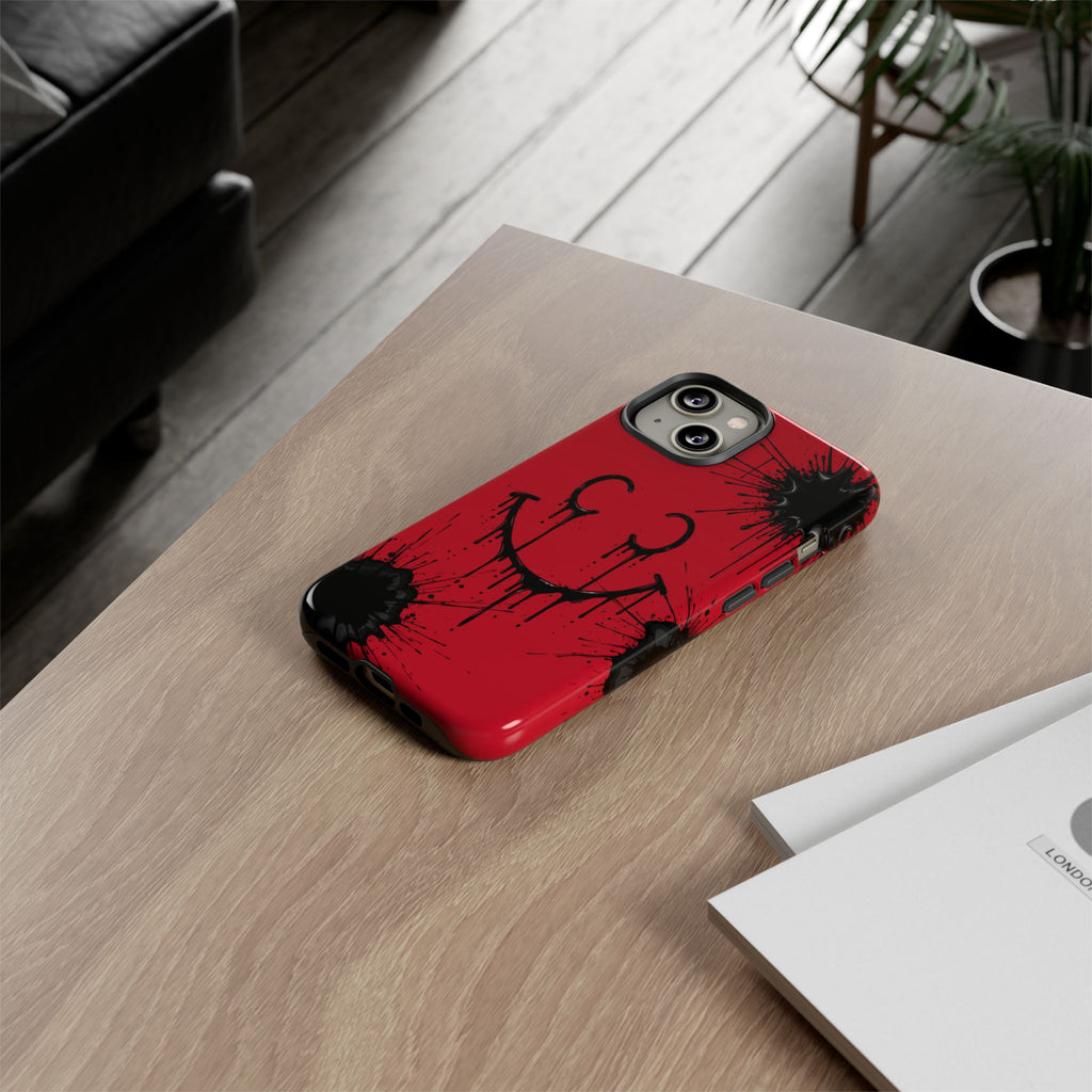 Protective Phone Case — Red Drip Smile Splatter Design