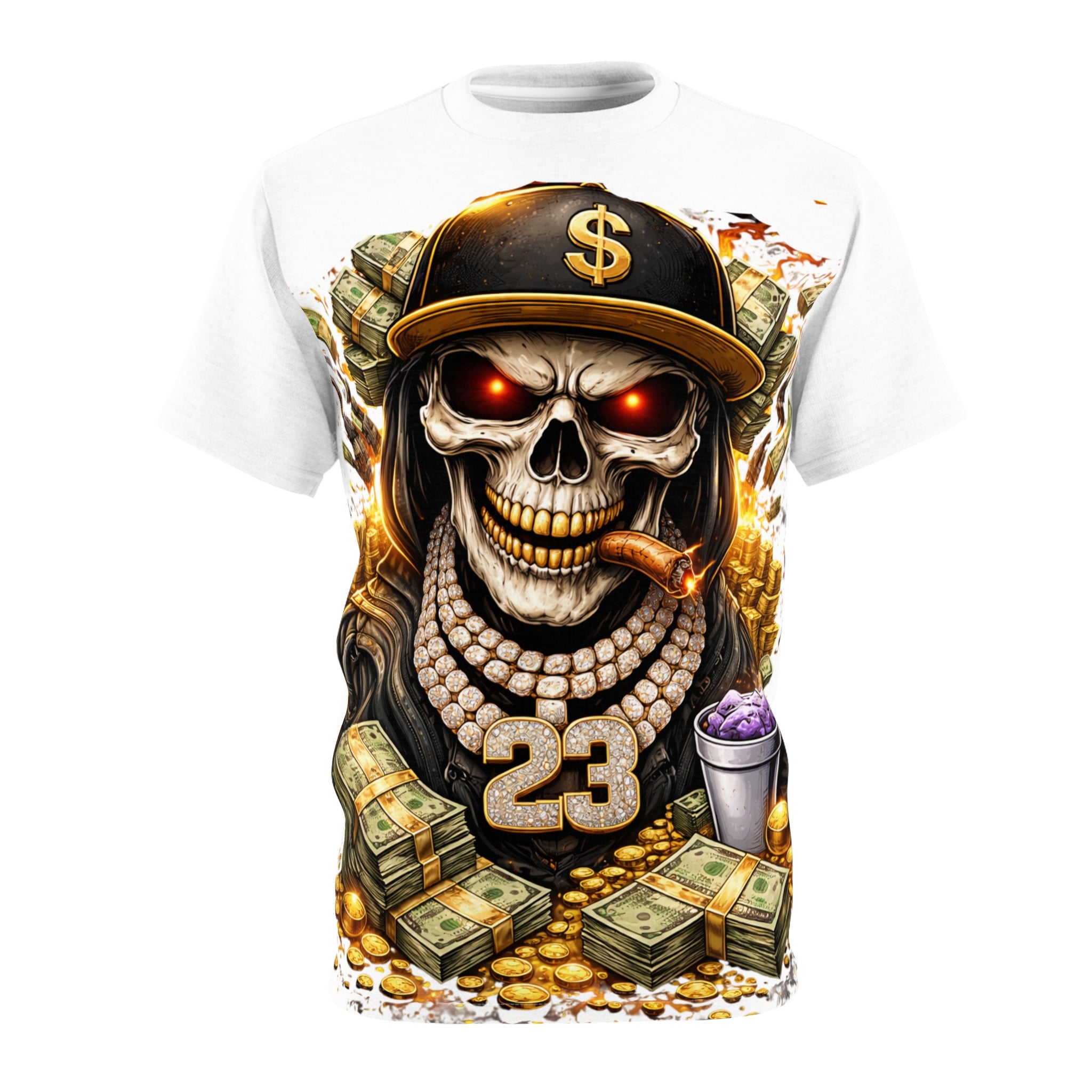 Skull King Money Tee — '23 Hip-Hop Streetwear Graphic Shirt