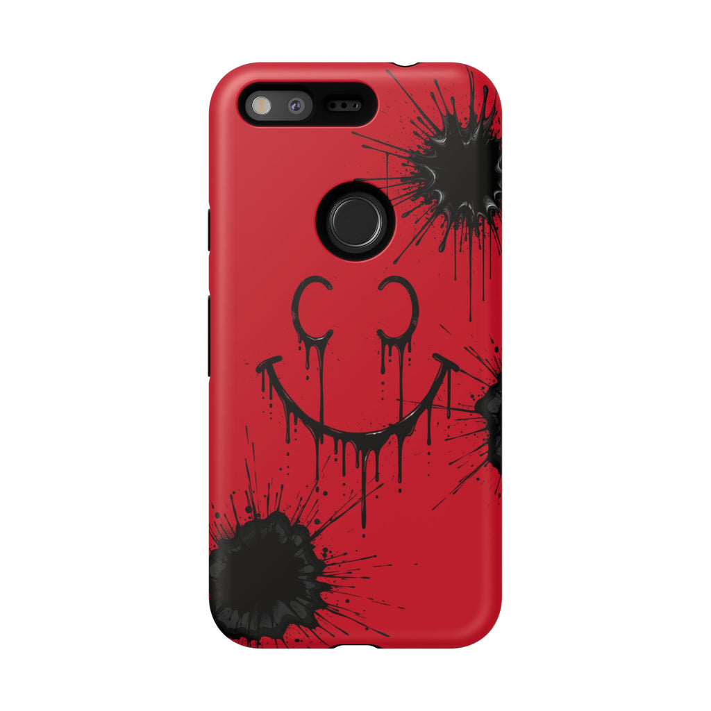Protective Phone Case — Red Drip Smile Splatter Design