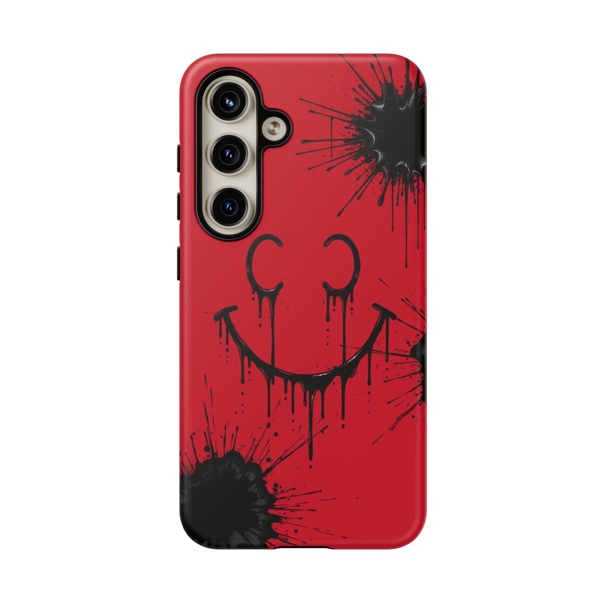Protective Phone Case — Red Drip Smile Splatter Design