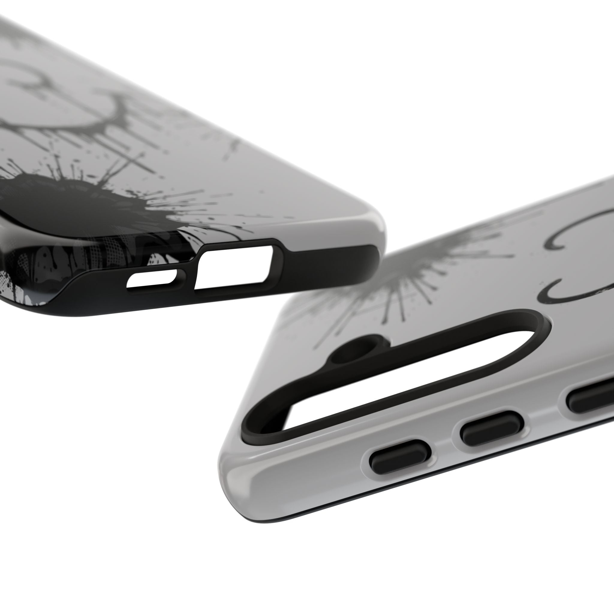 Protective Phone Case — Gray Drip Smile Splatter Design