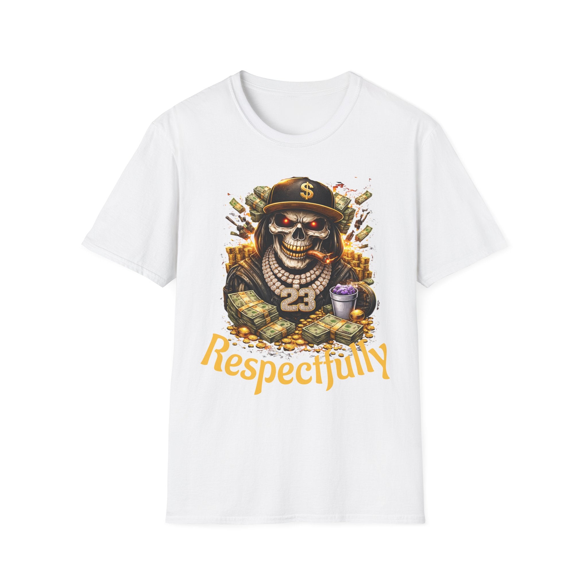 Skull Money Tee — "Respectfully" Streetwear Graphic T-Shirt
