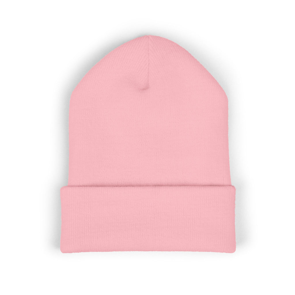 E23 Embroidered Cuffed Beanie — RIP Twenties Gold Script Knit Hat