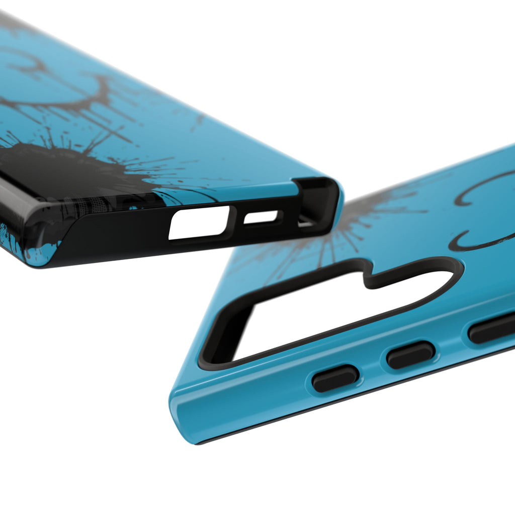 Protective Phone Case — Blue Drip Smile Splatter Design