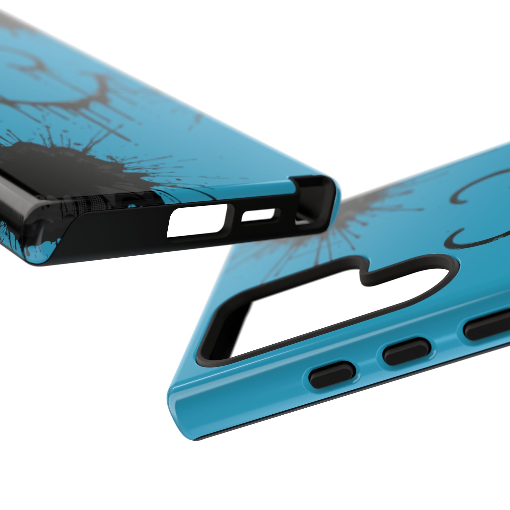 Protective Phone Case — Blue Drip Smile Splatter Design