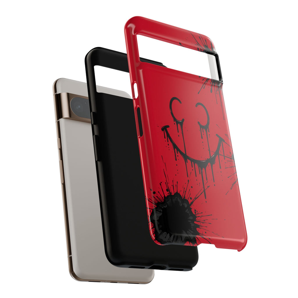 Protective Phone Case — Red Drip Smile Splatter Design