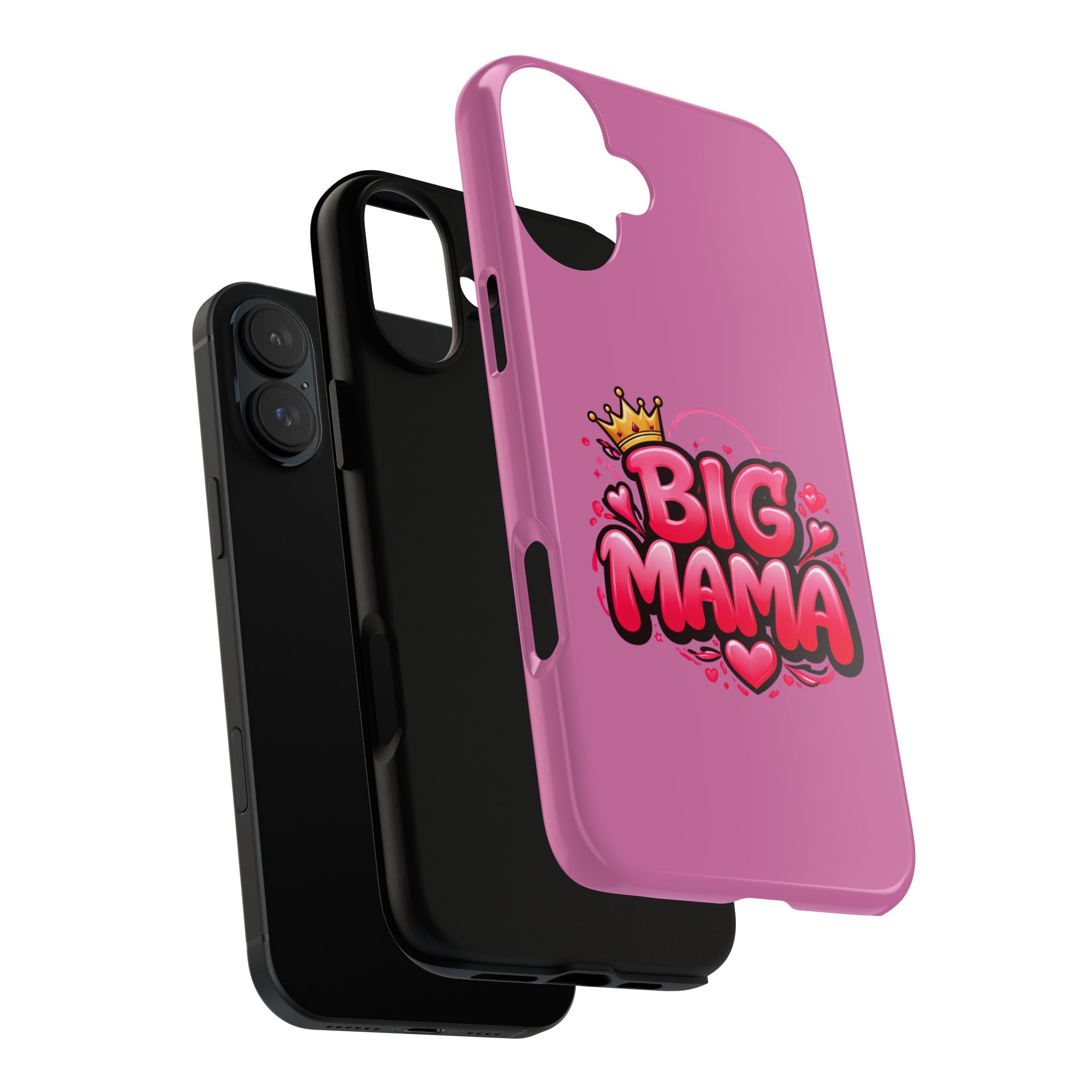 Big Mama Pink Phone Case — Cute Crowned Heart Graphic Tough Case