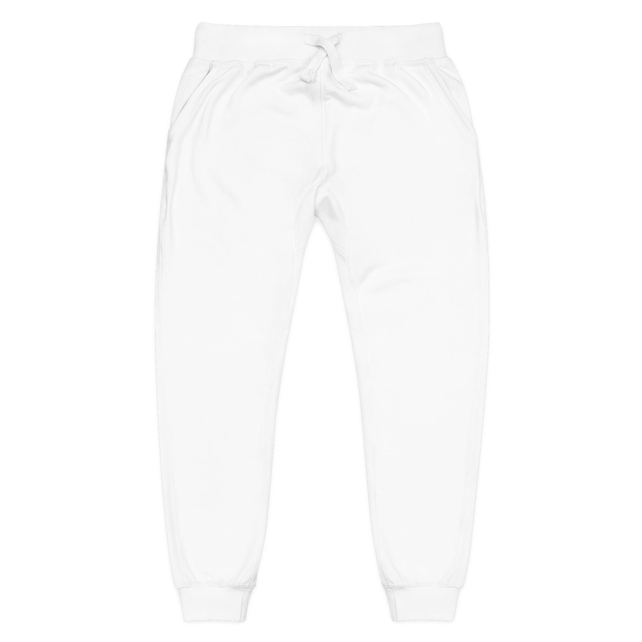 Embroidered 'Echo23' Fleece Sweatpants — Cozy White Joggers