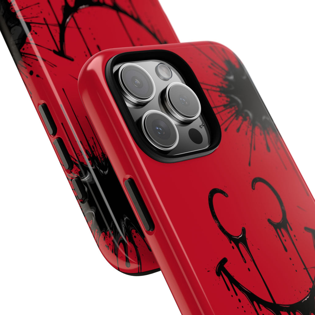Protective Phone Case — Red Drip Smile Splatter Design