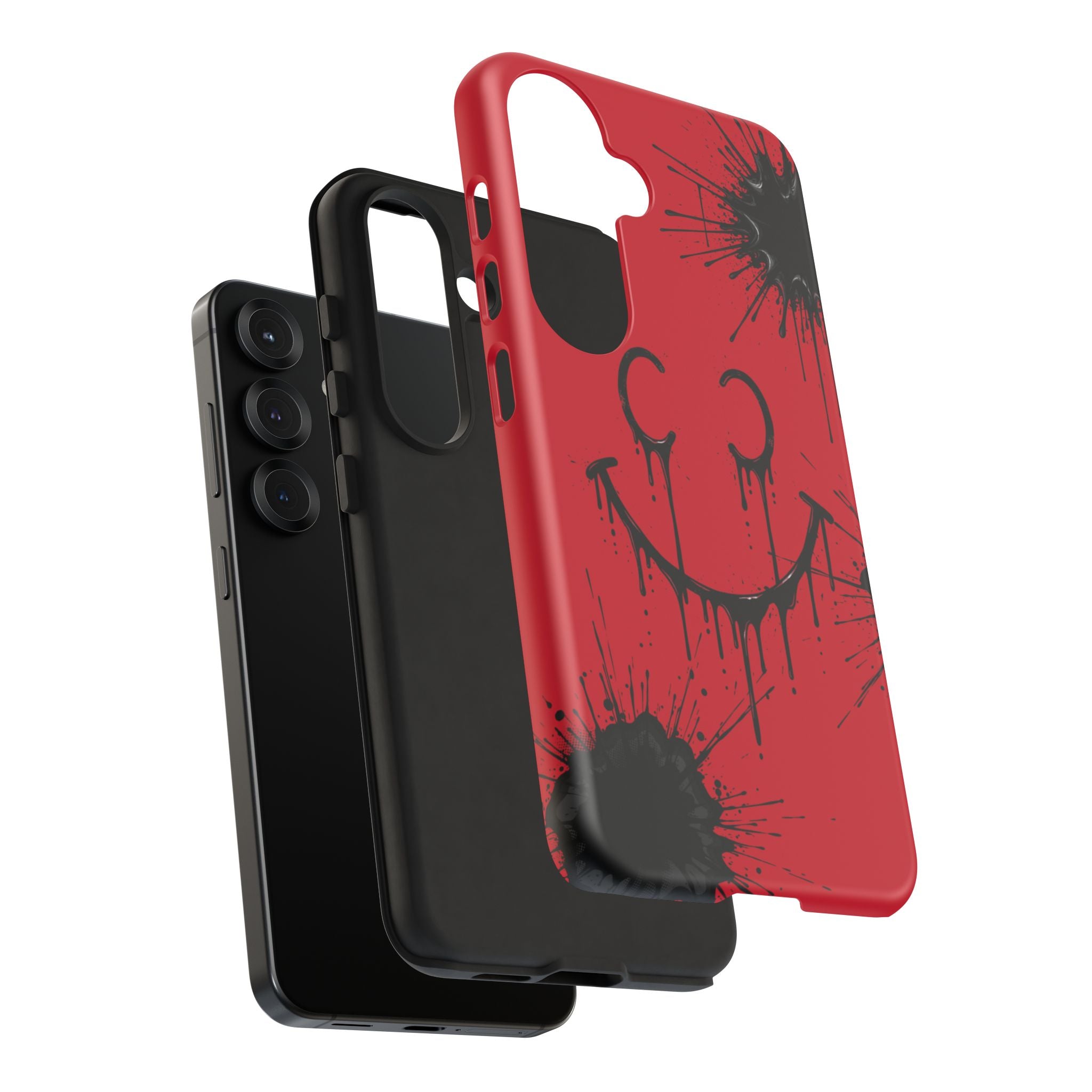 Protective Phone Case — Red Drip Smile Splatter Design
