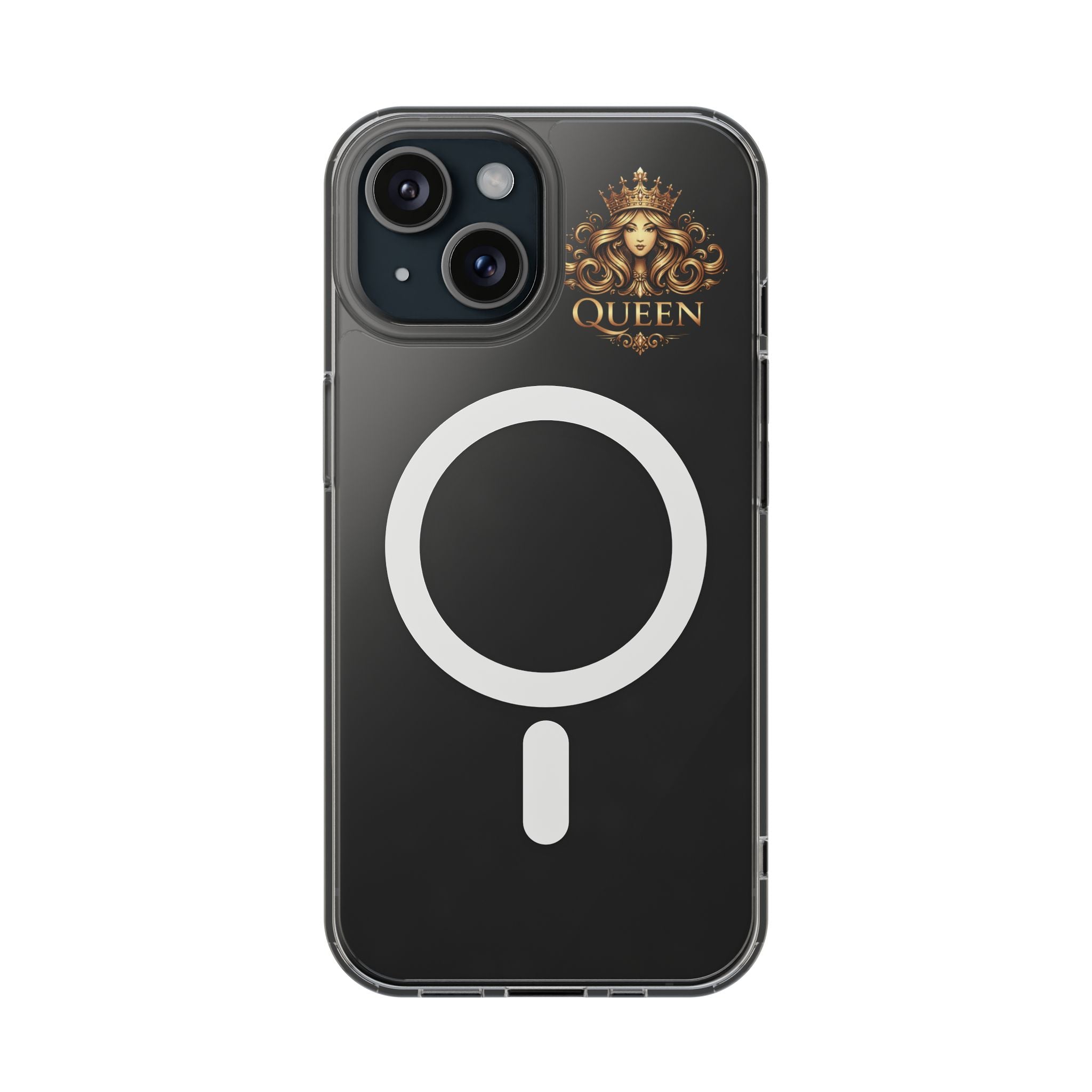 Clear Magnetic Phone Case — "Queen" Crown Design, Impact-Resistant